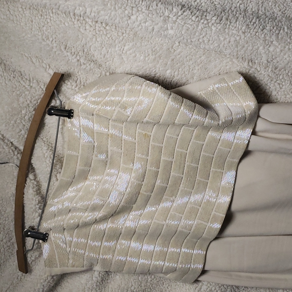 Womens sleeveless dress n jacket size 12 cream beading on top of dress